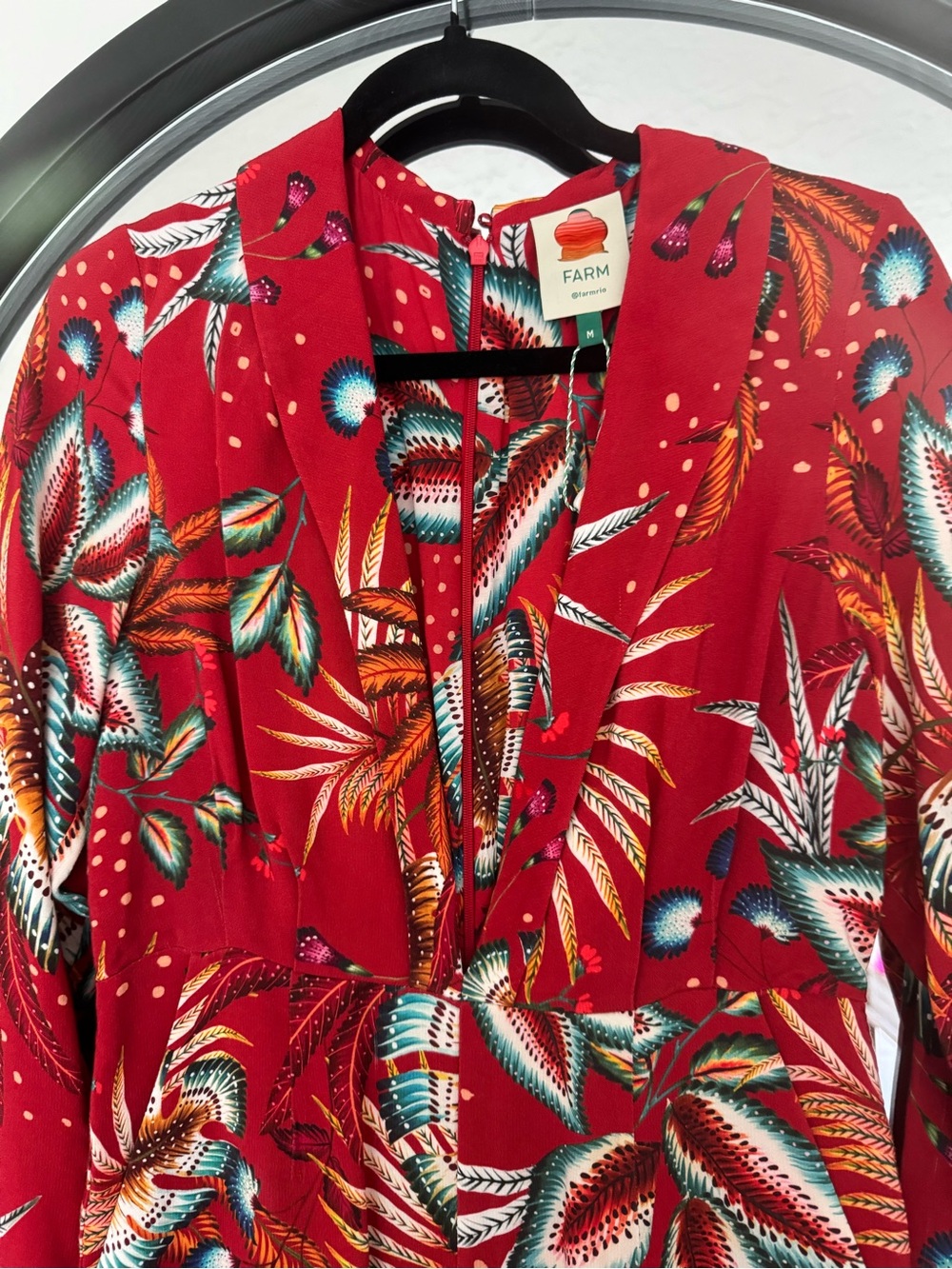 FARM RIO Red Tropical-Print jumpsuit - Picture 2 of 6